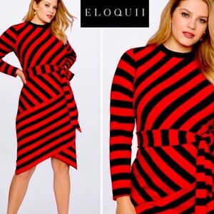 NWT Eloquii Striped Red and Navy Blue Dress